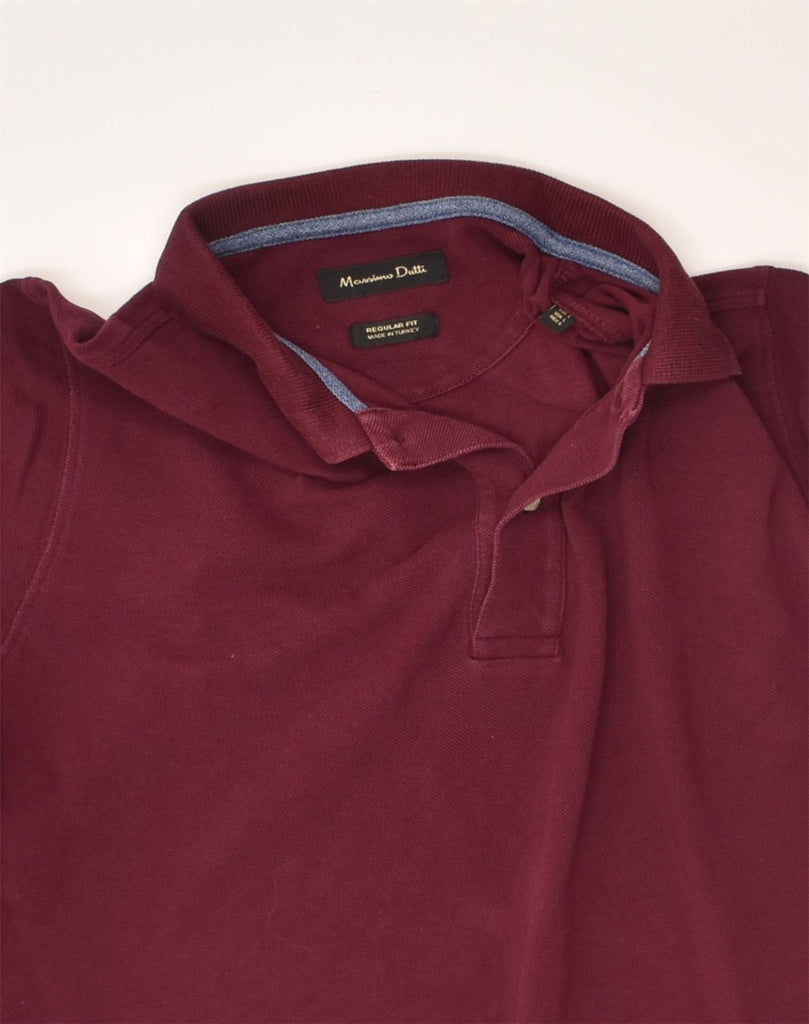 MASSIMO DUTTI Mens Regular Fit Polo Shirt Large Burgundy Cotton | Vintage Massimo Dutti | Thrift | Second-Hand Massimo Dutti | Used Clothing | Messina Hembry 