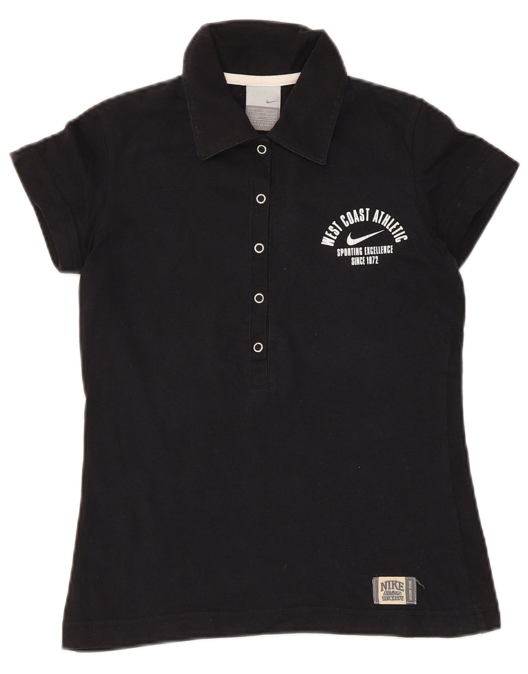 NIKE Womens Graphic Polo Shirt UK 8/10 Small Black