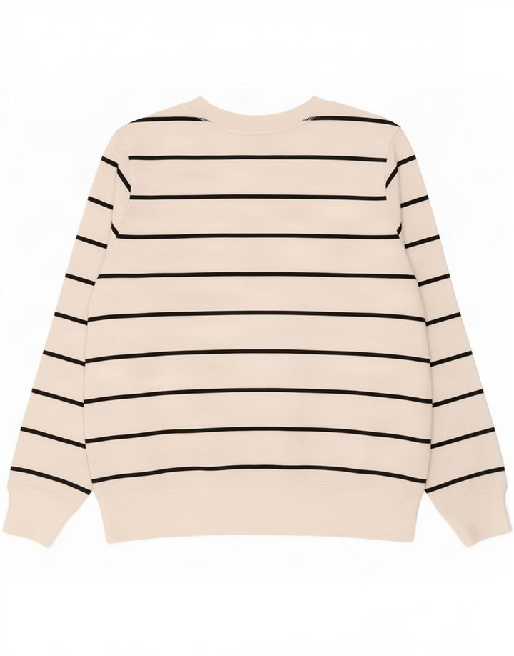 Marks & Spencer Womens Sweatshirt Jumper UK 12 Medium White Striped Cotton