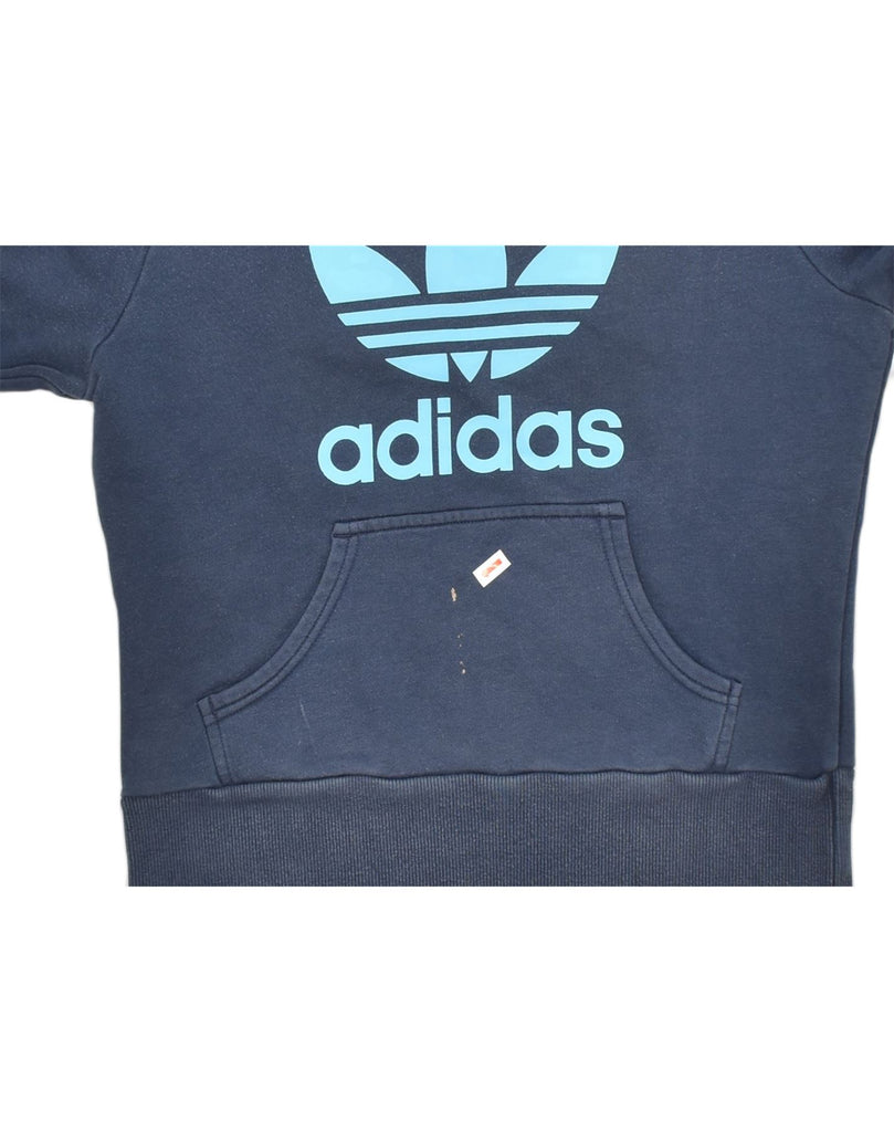 ADIDAS Womens Graphic Hoodie Jumper EU 38 Medium Navy Blue Cotton | Vintage | Thrift | Second-Hand | Used Clothing | Messina Hembry 