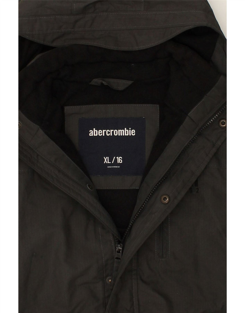 ABERCROMBIE & FITCH Boys Hooded Rain Jacket 15-16 Years XL Grey Polyester | Vintage Abercrombie & Fitch | Thrift | Second-Hand Abercrombie & Fitch | Used Clothing | Messina Hembry 