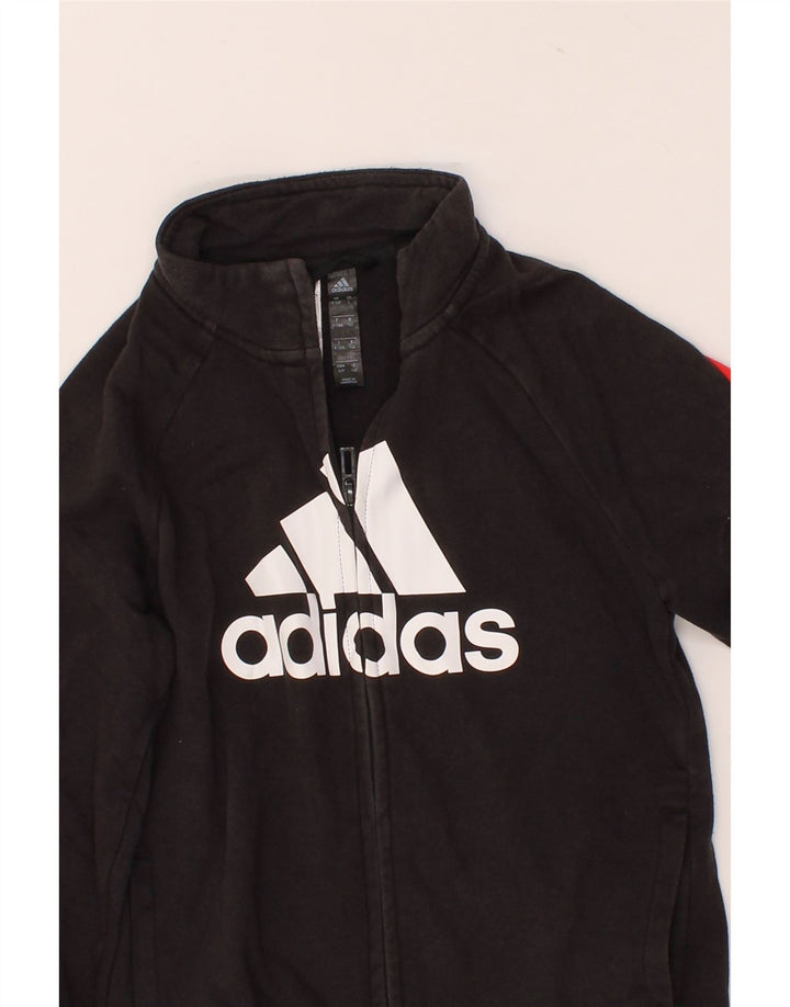 ADIDAS Boys Graphic Tracksuit Top Jacket 9-10 Years Black Colourblock Vintage Adidas and Second-Hand Adidas from Messina Hembry 