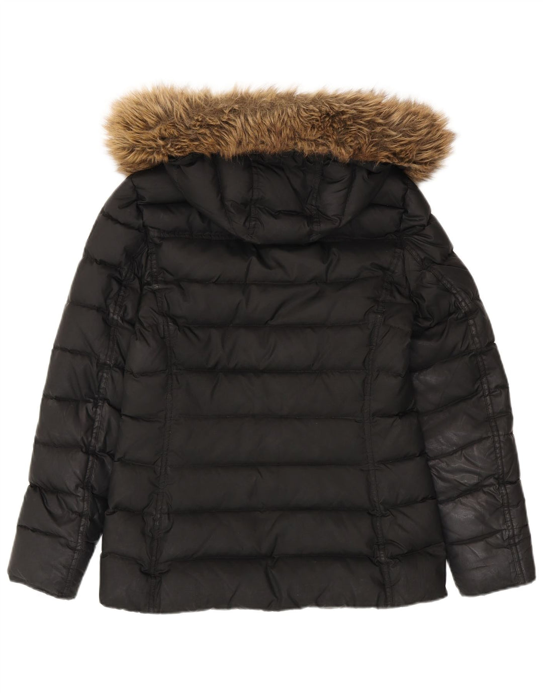 Tommy Hilfiger Womens Hooded Padded Jacket UK 10 Small Black Polyester