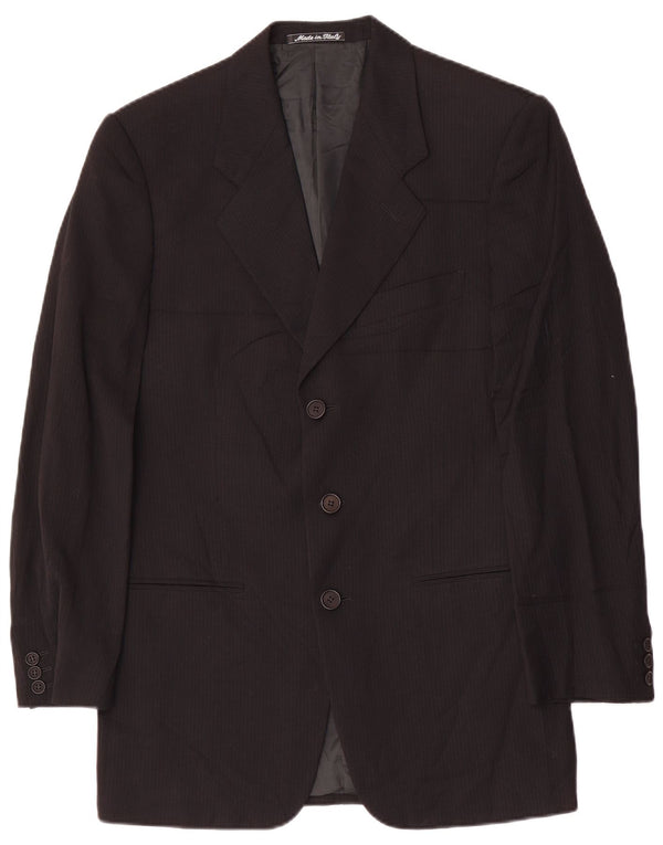 Giorgio Armani Mens 3 Button Blazer Jacket IT 46 Small Black Pinstripe Wool