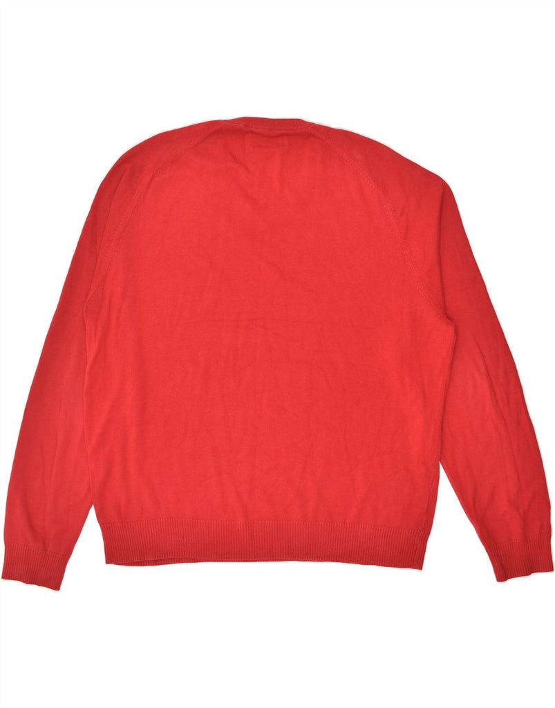 PENGUIN Mens V-Neck Jumper Sweater 2XL Red Cotton | Vintage Penguin | Thrift | Second-Hand Penguin | Used Clothing | Messina Hembry 