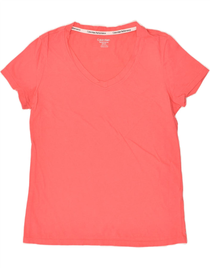 CALVIN KLEIN Womens Performance T-Shirt Top UK 10 Small Pink Cotton | Vintage Calvin Klein | Thrift | Second-Hand Calvin Klein | Used Clothing | Messina Hembry 