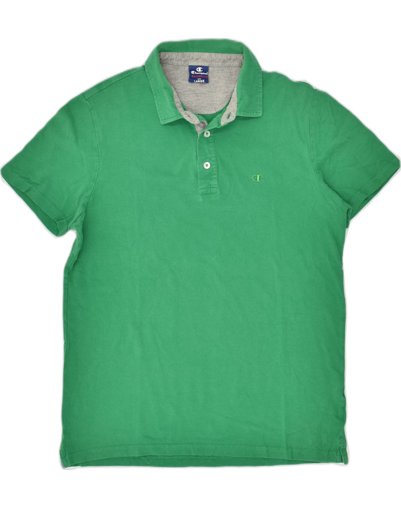 CHAMPION Mens Polo Shirt Large Green Cotton | Vintage Champion | Thrift | Second-Hand Champion | Used Clothing | Messina Hembry 