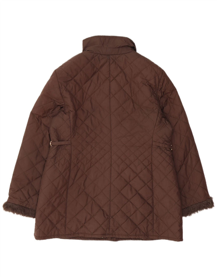 Marks & Spencer Womens Quilted Jacket UK 16 Large Brown Polyester
