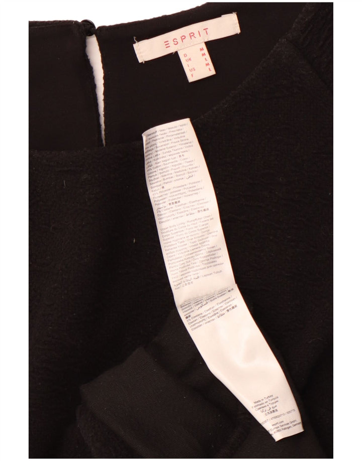 ESPRIT Womens A-Line Dress UK 12 Medium Black Cotton