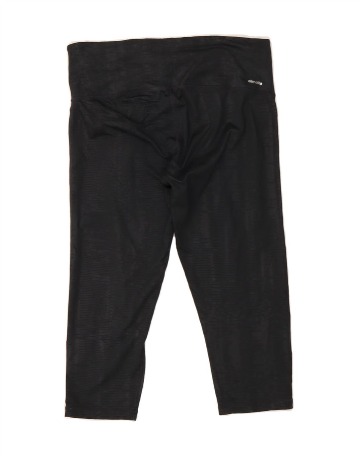 ADIDAS Womens Climalite Capri Leggings UK 12/14 Medium  Black Striped Vintage Adidas and Second-Hand Adidas from Messina Hembry 
