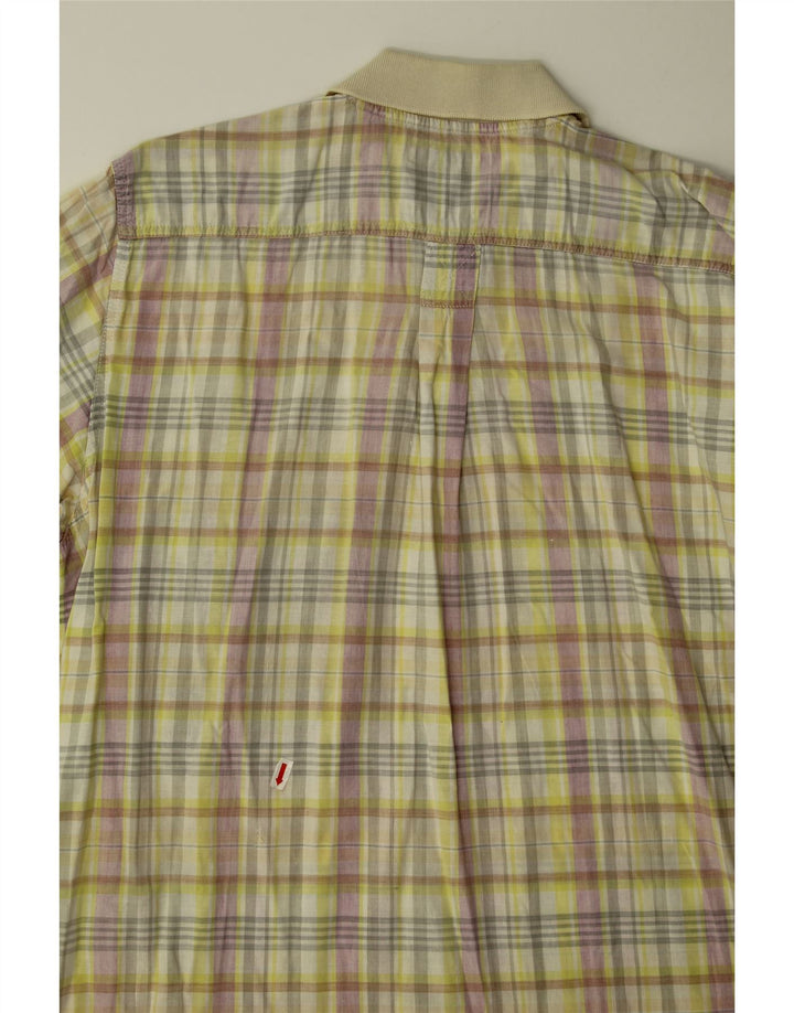 VINTAGE Mens Short Sleeve Shirt Large Yellow Check Vintage Vintage and Second-Hand Vintage from Messina Hembry 