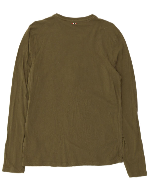 Napapijri Mens Geographic Graphic Top Long Sleeve Medium Khaki Cotton