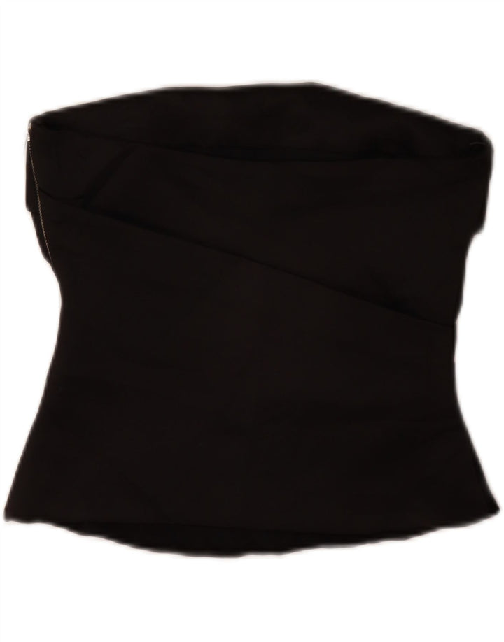 Zara Womens Crop Strapless Top UK 10 Small Black Polyester
