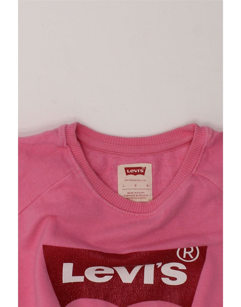 LEVI'S Girls Graphic Sweatshirt Jumper 15-16 Years Large  Pink Cotton | Vintage Levi's | Thrift | Second-Hand Levi's | Used Clothing | Messina Hembry 