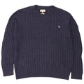 JACK WILLS Mens Crew Neck Jumper Sweater Large Navy Blue Flecked