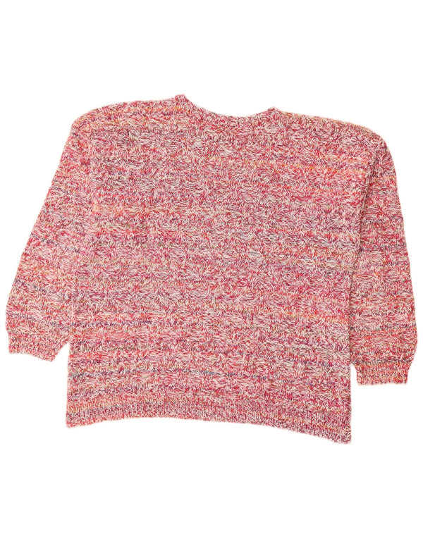 VINTAGE Womens Boat Neck Jumper Sweater UK 18 XL Pink Flecked