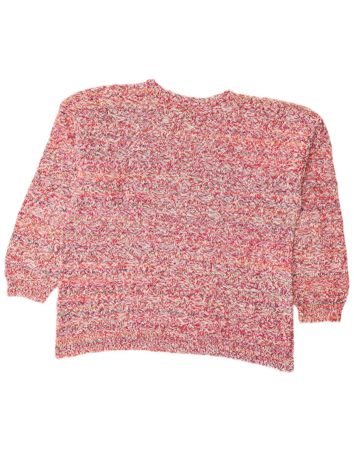 VINTAGE Womens Boat Neck Jumper Sweater UK 18 XL Pink Flecked
