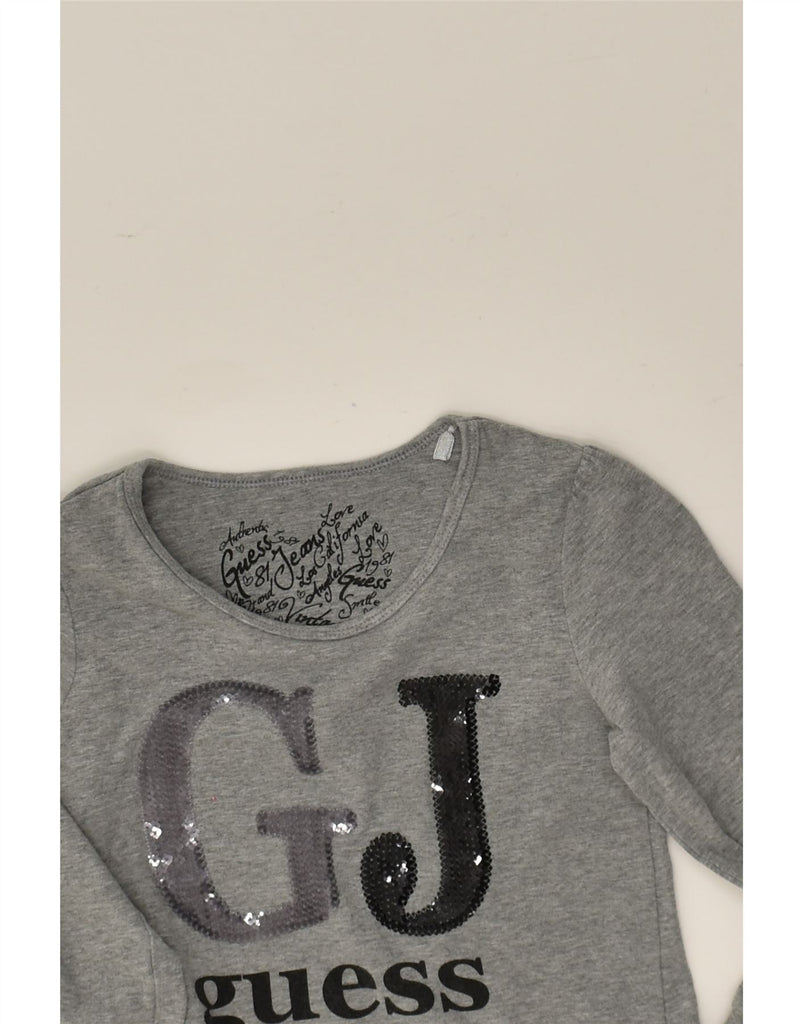 GUESS Girls Graphic Sweatshirt Jumper Dress 5-6 Years Grey Cotton | Vintage Guess | Thrift | Second-Hand Guess | Used Clothing | Messina Hembry 