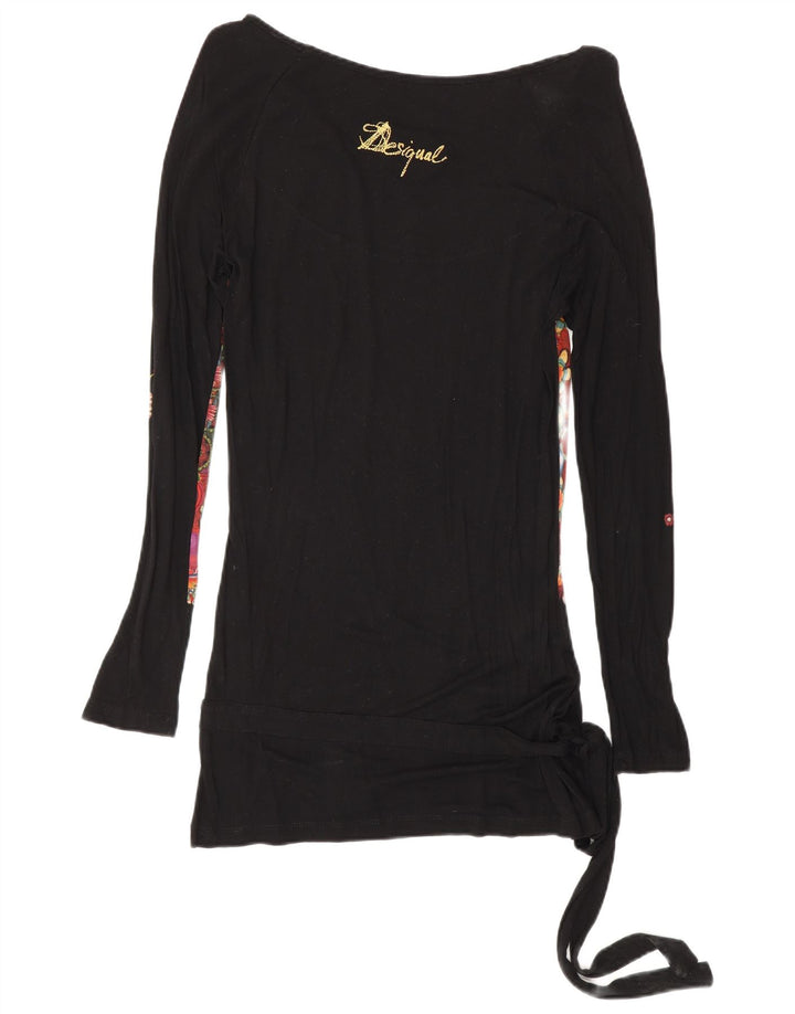 Desigual Womens Graphic Long Sleeve Tunic Top UK 12 Medium Black
