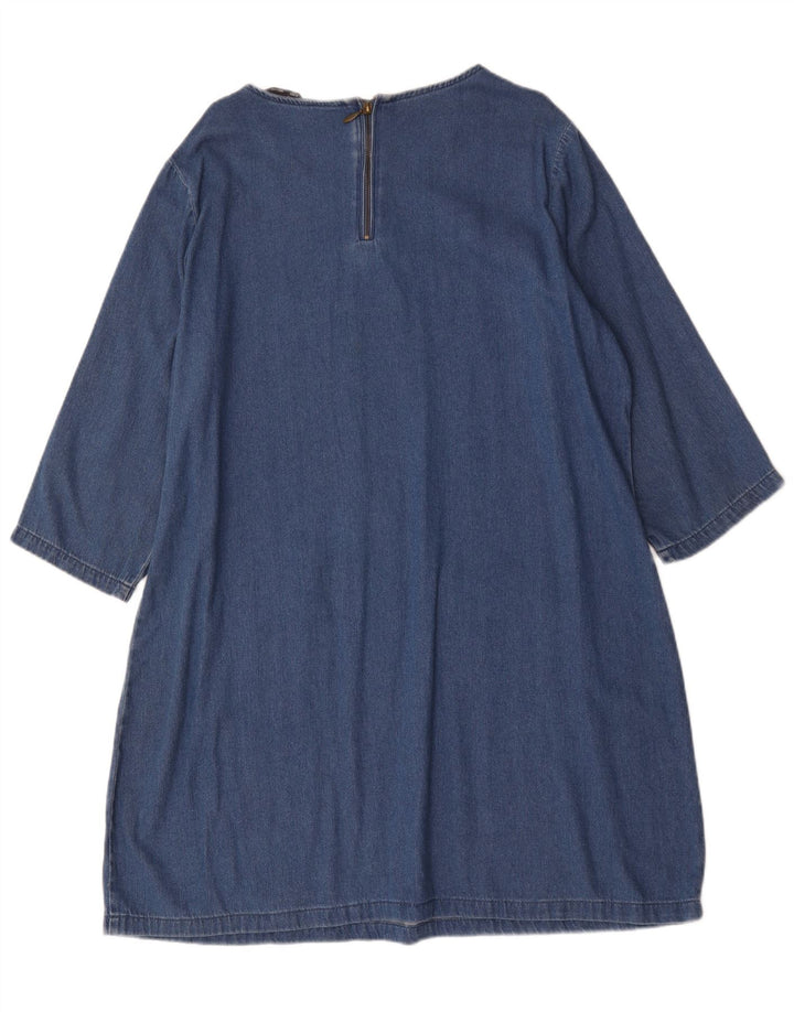 Marks & Spencer Womens 3/4 Sleeve Oversized Denim Dress UK 16 Large Blue