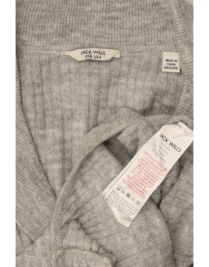 Jack Wills Womens Long Sleeve Bodysuit UK 8 Small Grey Acrylic