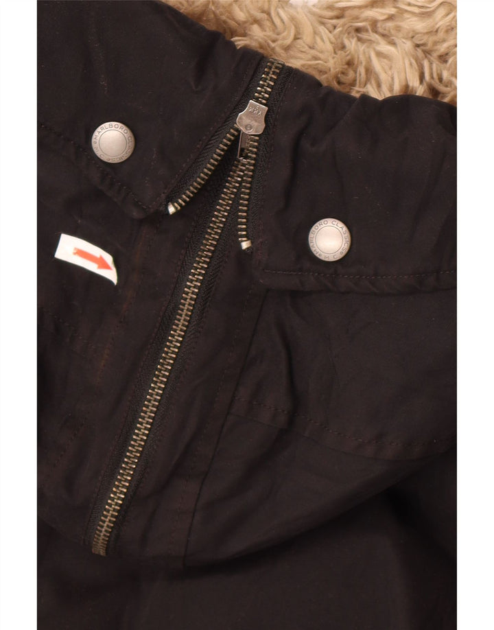 Marlboro Classics Mens Hooded Padded Jacket EU 50 Large Black Cotton