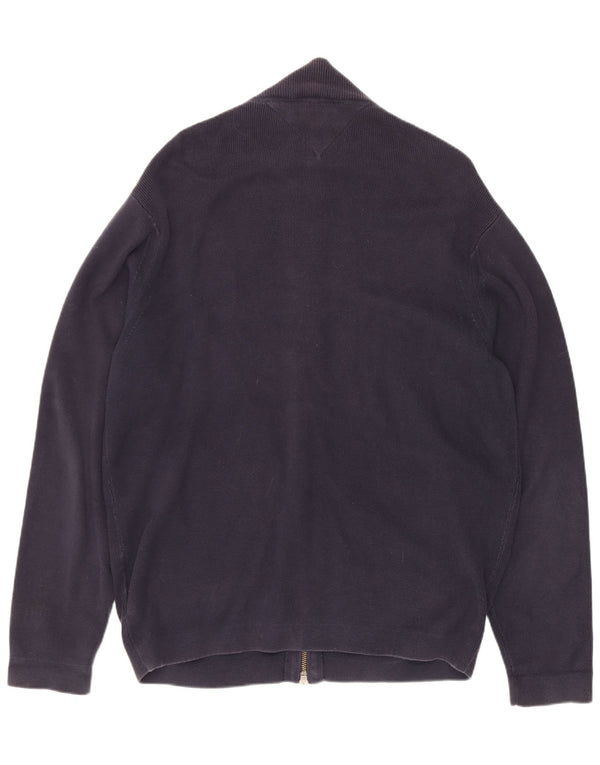 Tommy Hilfiger Mens Cardigan Sweater Large Navy Blue Cotton