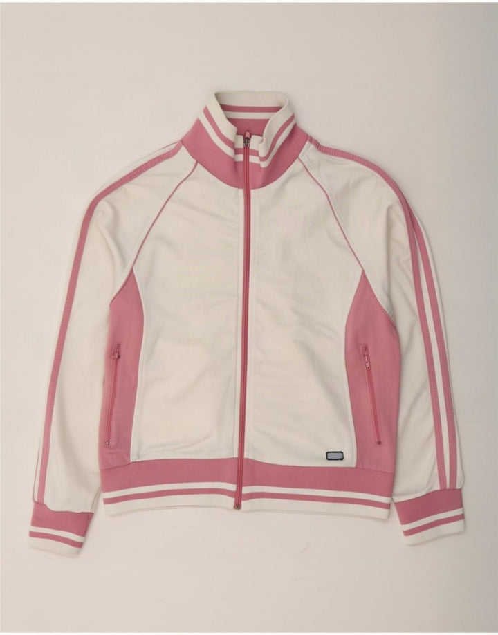 Asics Womens Tracksuit Top Jacket UK 10 Small White Colourblock