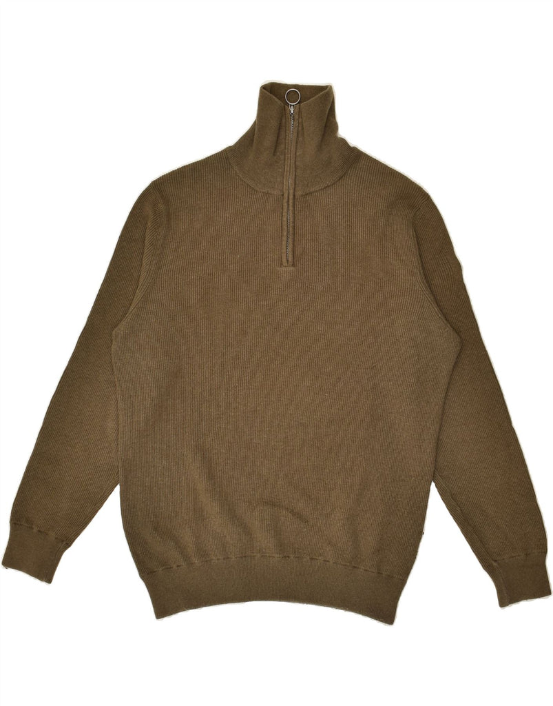 NORTH SAILS Mens Zip Neck Jumper Sweater Large Brown Cotton | Vintage North Sails | Thrift | Second-Hand North Sails | Used Clothing | Messina Hembry 