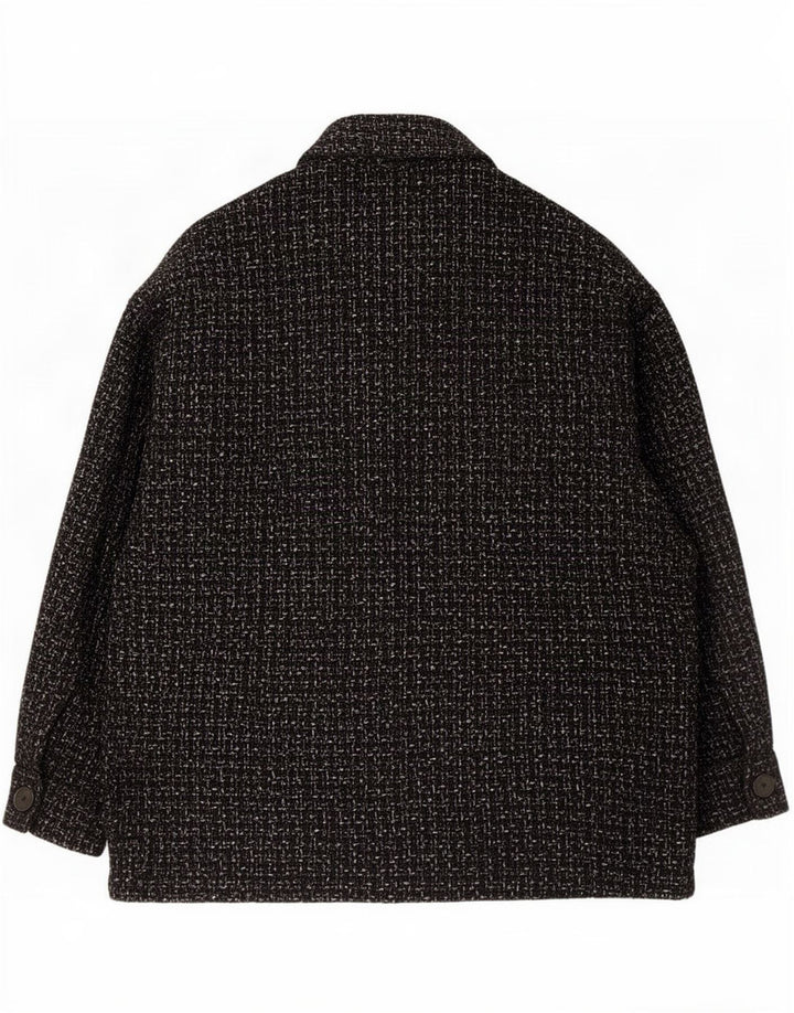 Zara Womens Oversized Utility Jacket UK 14 Medium Black Check Cotton