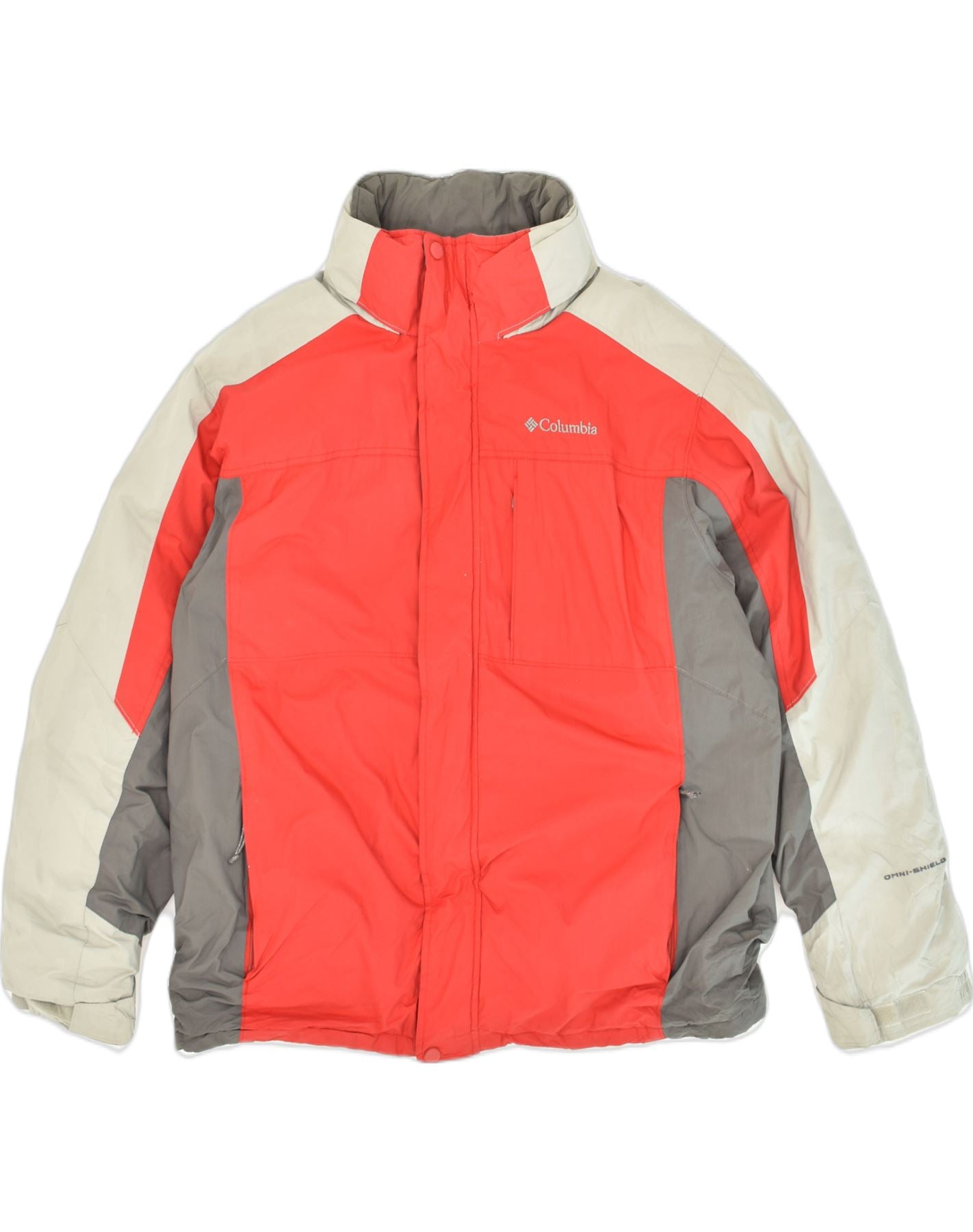 COLUMBIA Mens Omni-Shield Windbreaker Jacket UK 40 Large Red Colourblock, Vintage & Second-Hand Clothing Online