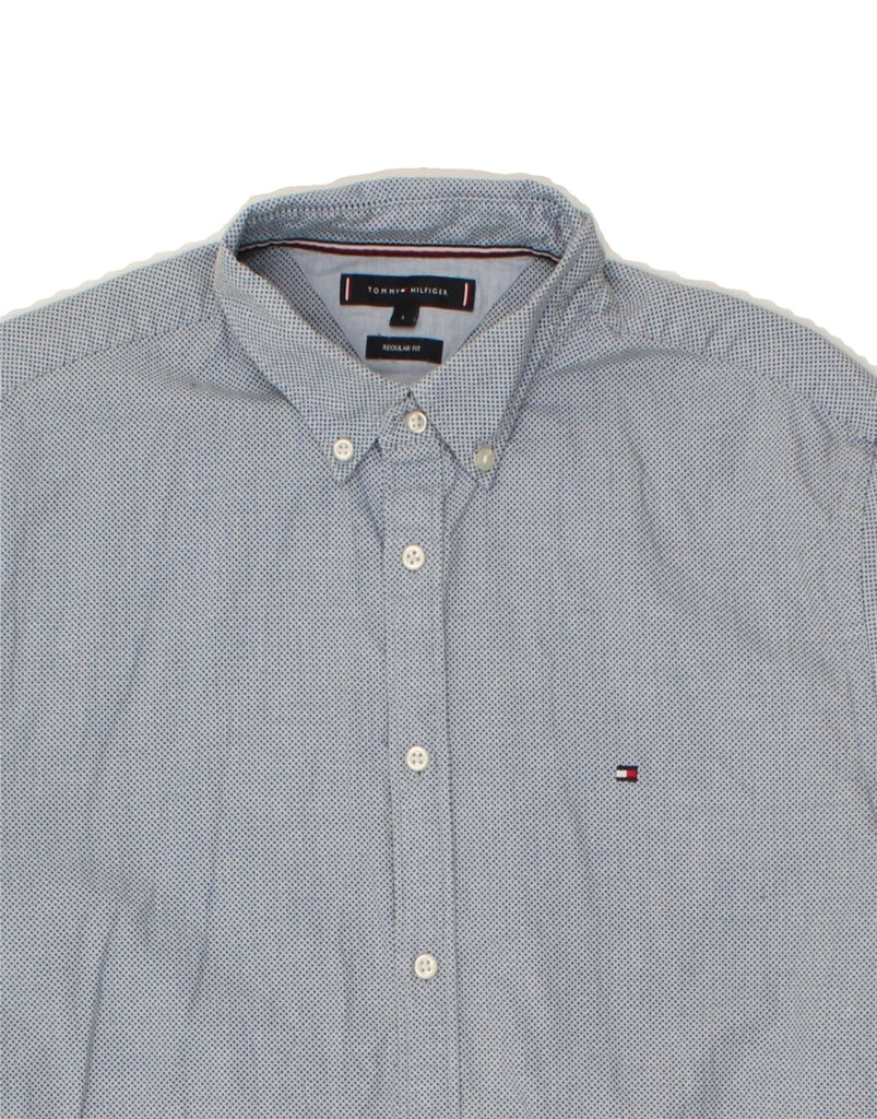 TOMMY HILFIGER Mens Shirt Large Blue Spotted Cotton | Vintage Tommy Hilfiger | Thrift | Second-Hand Tommy Hilfiger | Used Clothing | Messina Hembry 