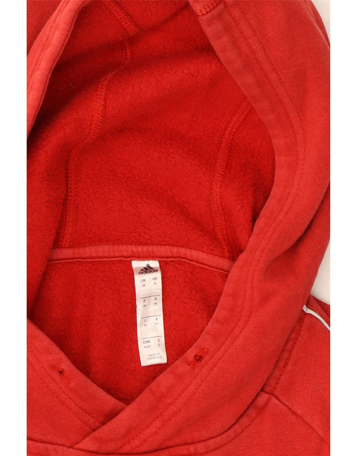ADIDAS Mens Hoodie Jumper Medium Red Cotton