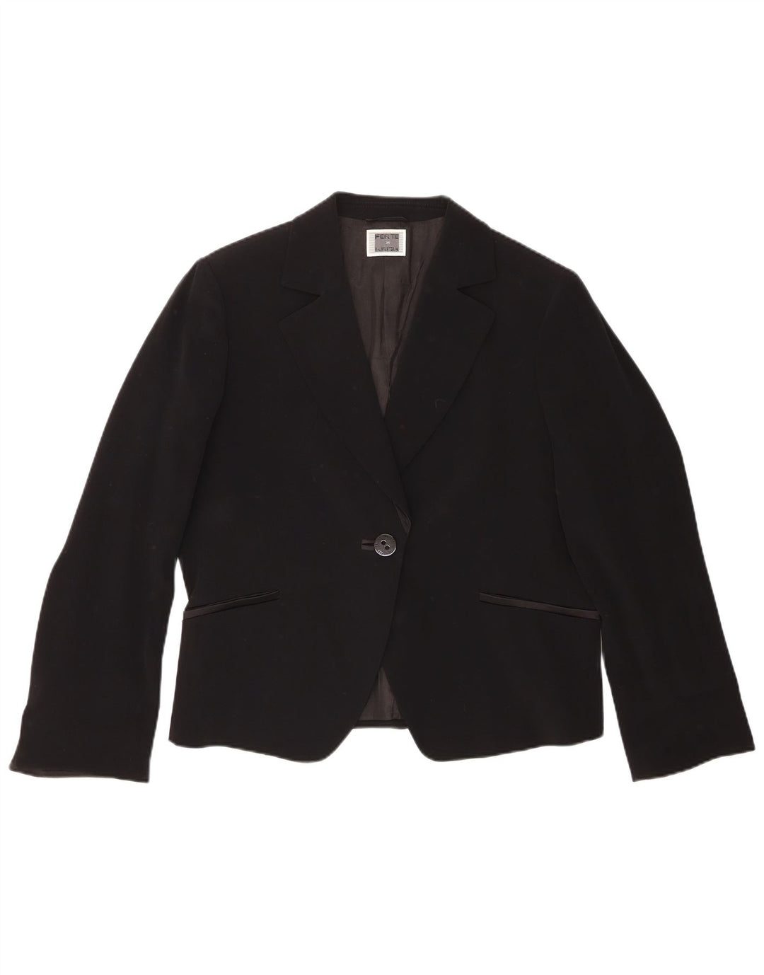 Perte by Krizia Womens 1 Button Blazer Jacket UK 18 XL Black Triacetate