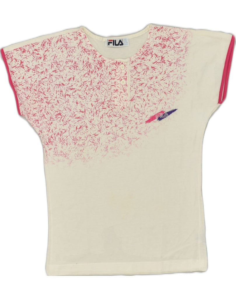 FILA Girls Graphic T-Shirt Top 13-14 Years White Cotton | Vintage Fila | Thrift | Second-Hand Fila | Used Clothing | Messina Hembry 