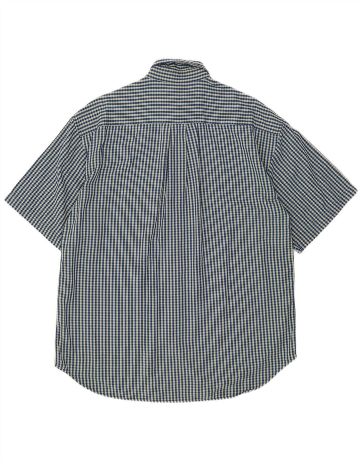Dockers Mens Short Sleeve Shirt Medium Blue Gingham Cotton