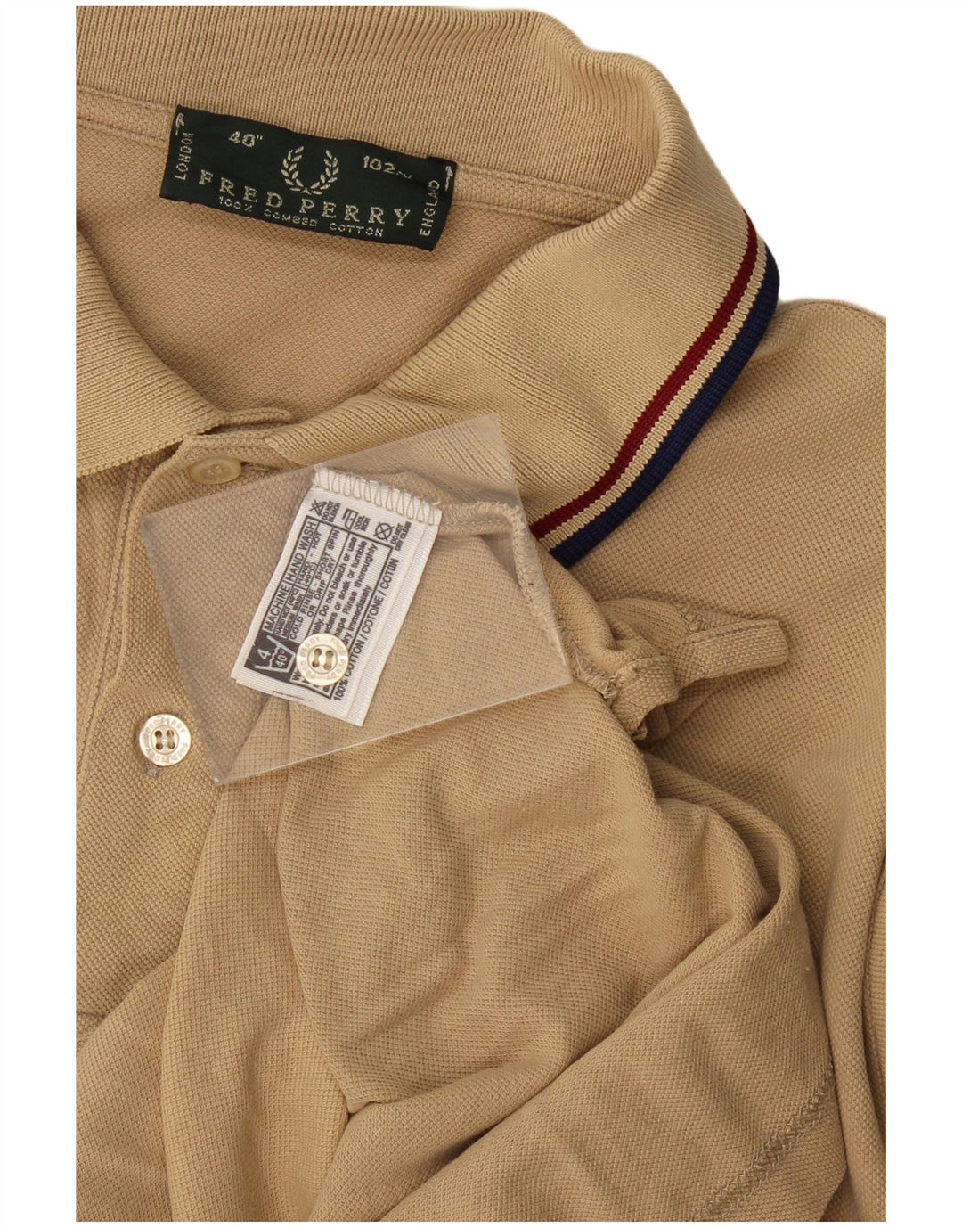 Fred Perry Mens Polo Shirt Small Beige Cotton