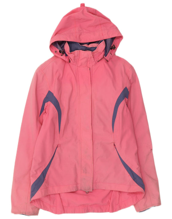 Musto Womens Signature Hooded Rain Jacket UK 12 Medium Pink Colourblock