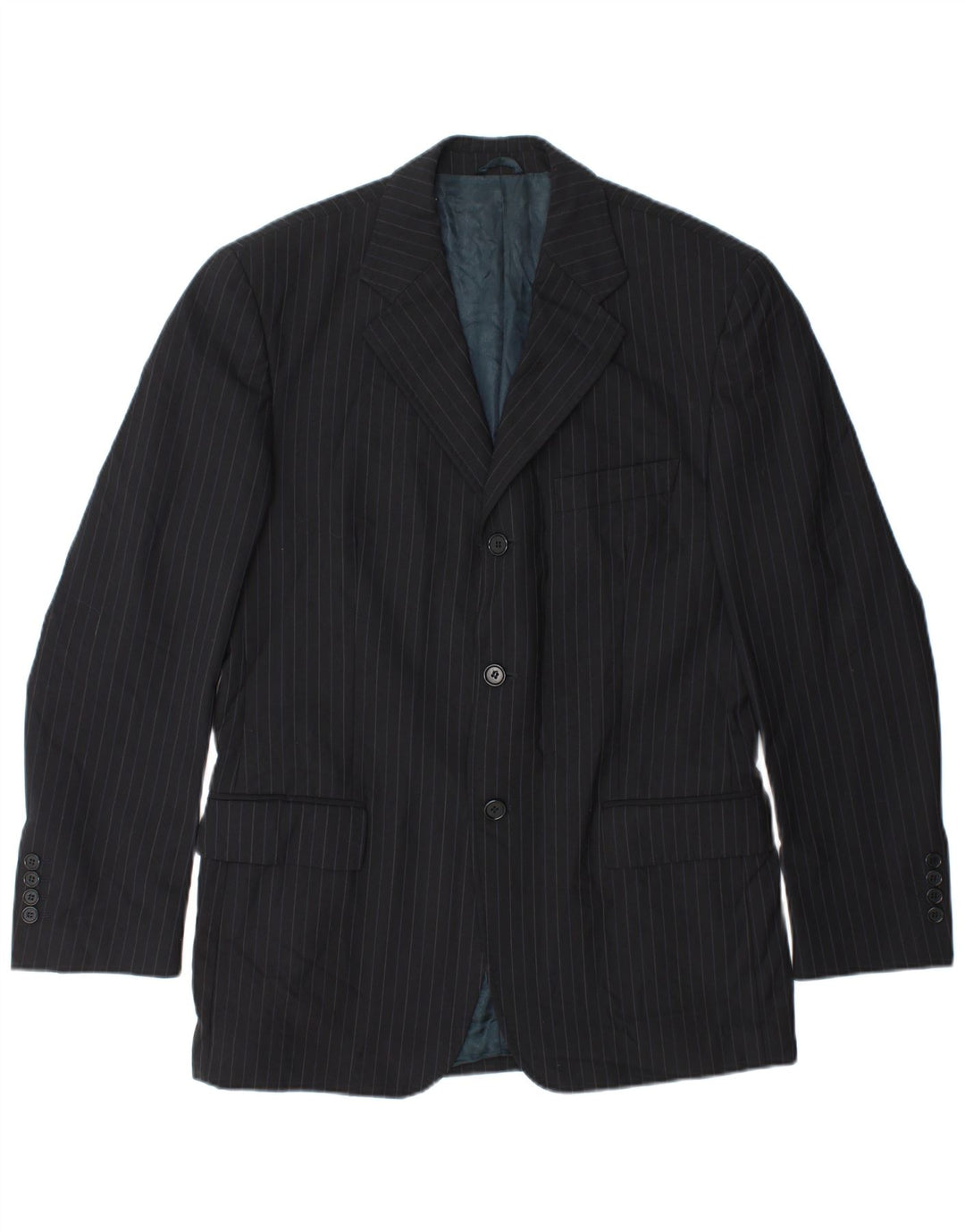 BOGGI Mens 3 Button Blazer Jacket IT 50 Large Black Striped Wool