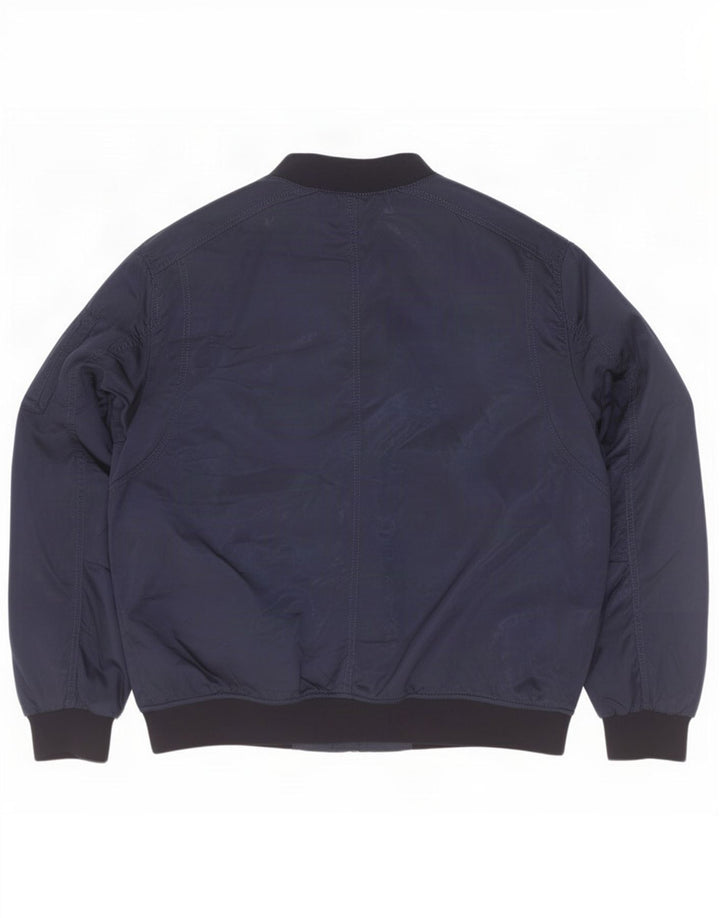 Zara Mens Bomber Jacket UK 44 2XL Navy Blue Colourblock Polyester