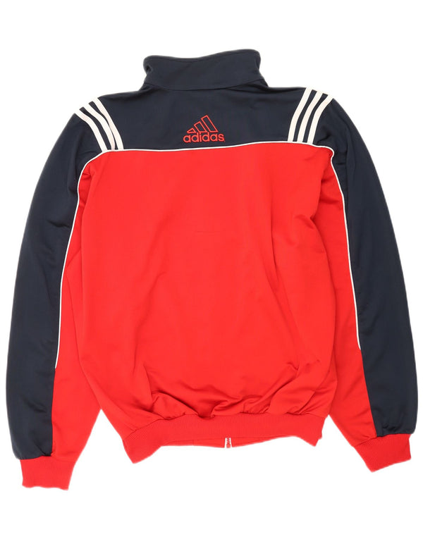 Adidas Mens Tracksuit Top Jacket UK 44/46 Large Red Colourblock Polyester