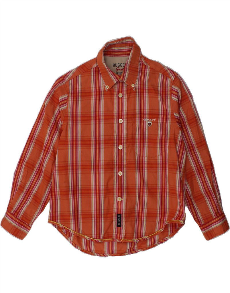GANT Boys Rugger Regular Fit Shirt 5-6 Years 2XS  Orange Check Cotton | Vintage Gant | Thrift | Second-Hand Gant | Used Clothing | Messina Hembry 