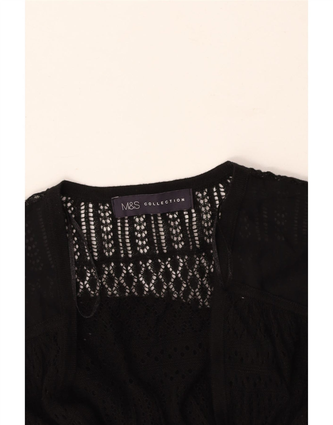MARKS & SPENCER Womens See Through Cardigan Sweater UK 8 Small Black