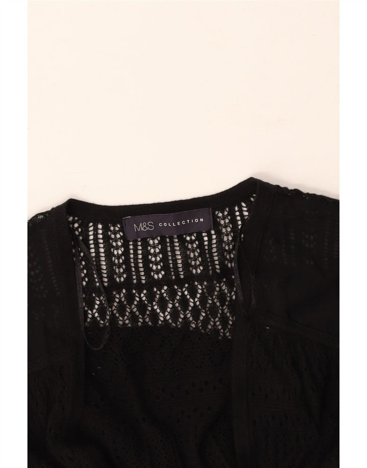 MARKS & SPENCER Womens See Through Cardigan Sweater UK 8 Small Black