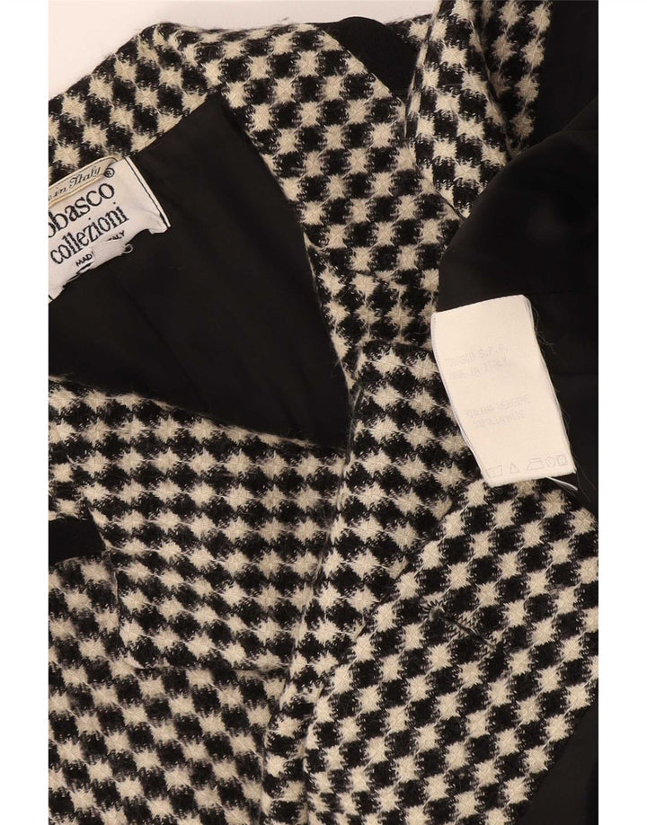Tabasco Womens Blazer Jacket UK 12 Medium Black Geometric Virgin Wool