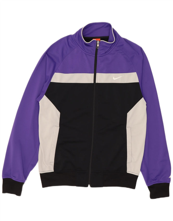 Nike Mens Tracksuit Top Jacket Small Purple Colourblock Polyester