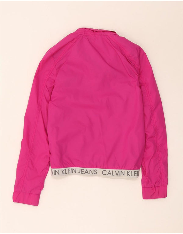 Calvin Klein Jeans Girls Graphic Bomber Jacket 13-14 Years Pink Nylon