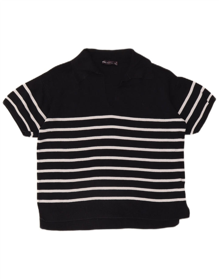 Marks & Spencer Womens Polo Neck Jumper Sweater UK 14 Medium Navy Blue