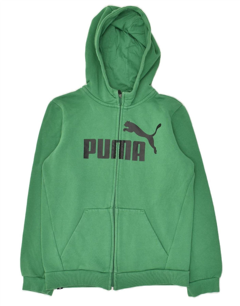 PUMA Boys Graphic Zip Hoodie Sweater 13-14 Years Green Cotton | Vintage Puma | Thrift | Second-Hand Puma | Used Clothing | Messina Hembry 