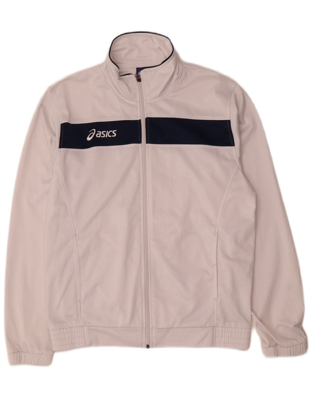 Asics Mens Tracksuit Top Jacket Medium White Colourblock Polyester
